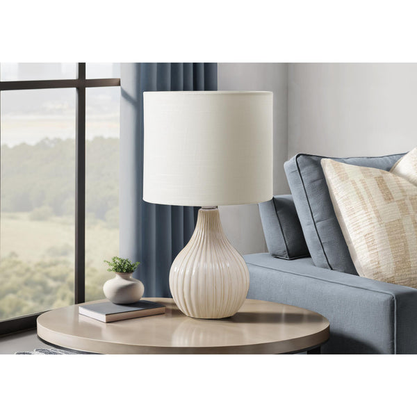 Monarch I 9776 17"H Table Lamp Beige Ceramic / Ivory Shade IMAGE 1
