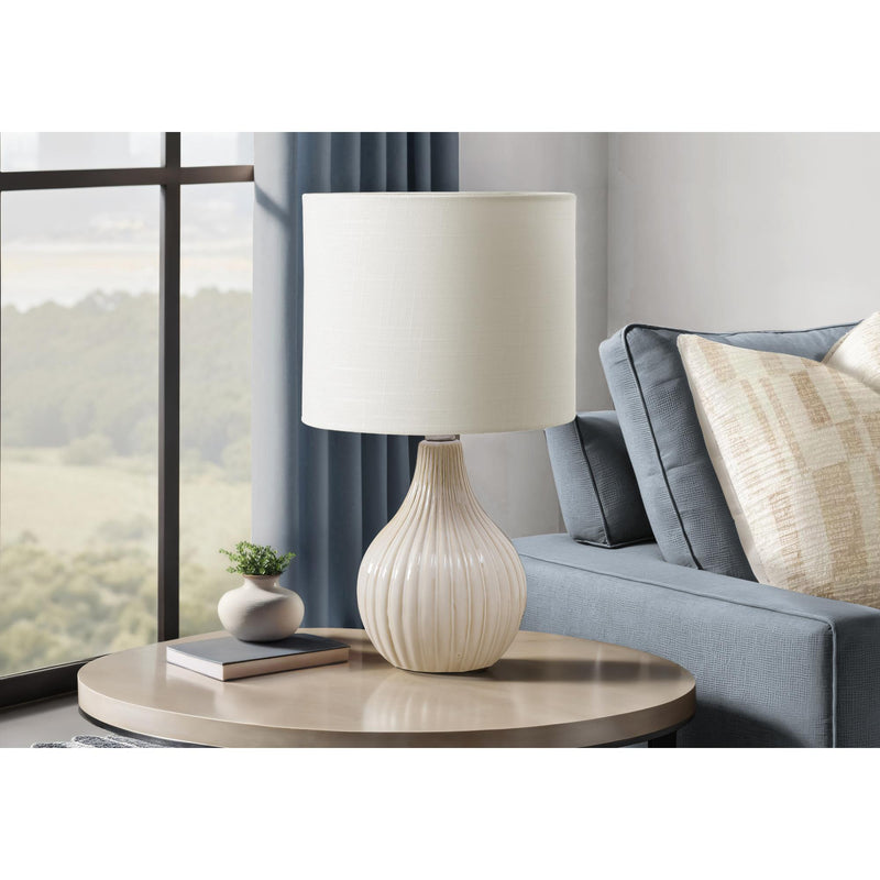 Monarch I 9776 17"H Table Lamp Beige Ceramic / Ivory Shade IMAGE 1
