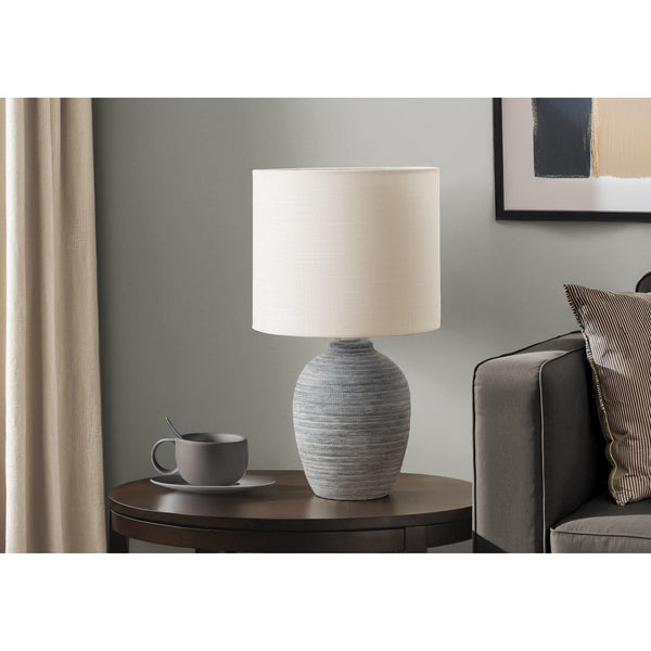 Monarch I 9788 17"H Table Lamp Grey Ceramic / Ivory Shade IMAGE 1