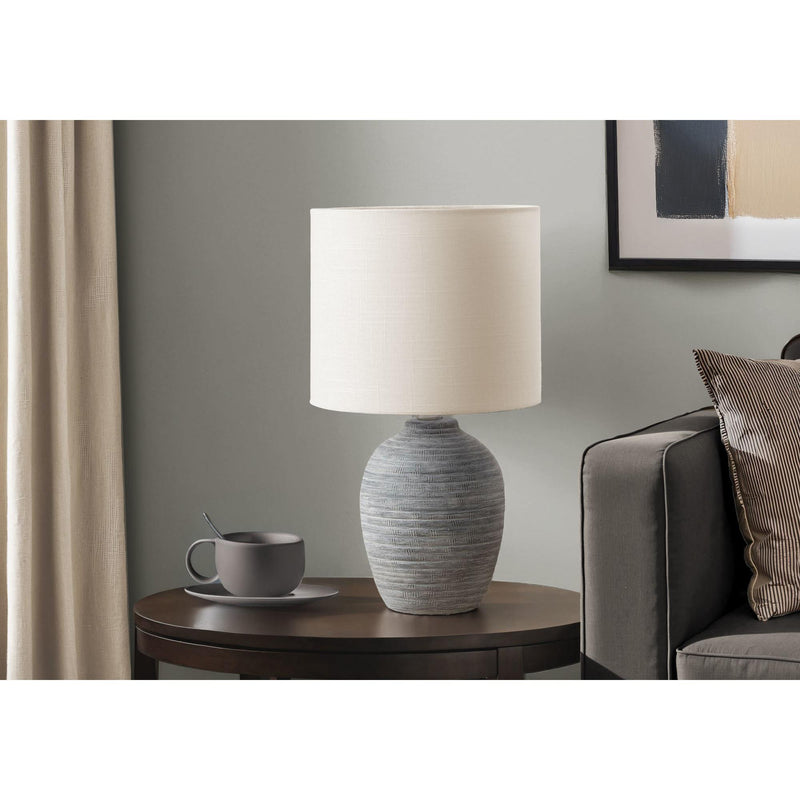 Monarch I 9788 17"H Table Lamp Grey Ceramic / Ivory Shade IMAGE 1