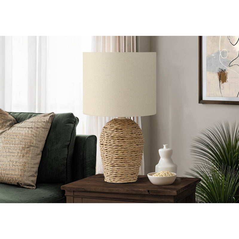Monarch I 9854 17"H Table Lamp Natural Rattan / Beige Shade IMAGE 1