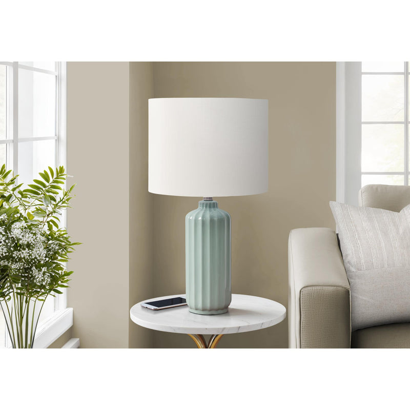 Monarch I 9872 23"H Table Lamp Green Ceramic / Ivory Shade IMAGE 1