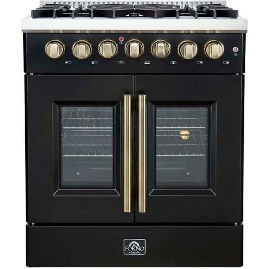  Forno 30-inch Freestanding Dual Fuel Range with French Door FFSGS6356-30BLK IMAGE 1