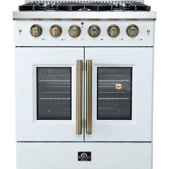  Forno 30-inch Freestanding Gas Range with French Door FFSGS6444-30WHT IMAGE 1