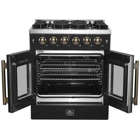  Forno 30-inch Freestanding Gas Range with French Door FFSGS6444-30BLK IMAGE 2
