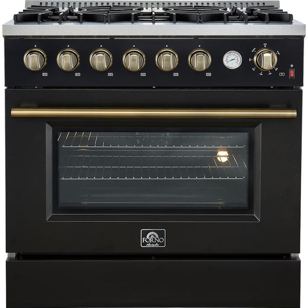  Forno 36-inch Freestanding Gas Range with Convection Technology FFSGS6277-36BLK IMAGE 1
