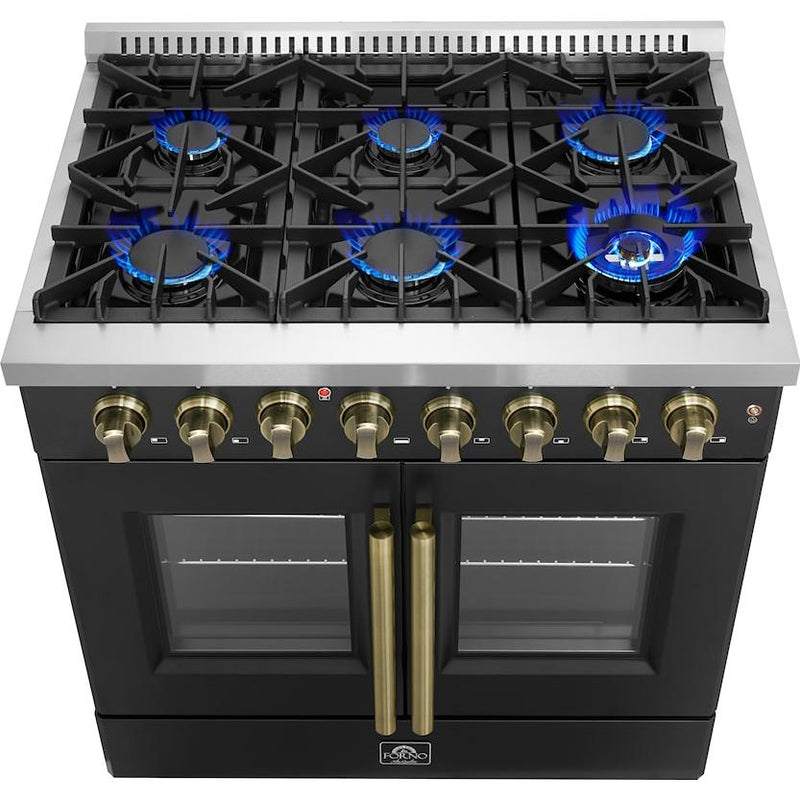  Forno 36-inch Freestanding Dual Fuel Range with True European Convection Technology FFSGS6356-36BLK IMAGE 3