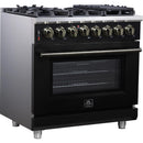  Forno Massimo 36" Freestanding Dual Fuel Range FFSGS6125-36BLK IMAGE 3