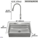  Forno 33" Drop-In/Undermount 3-Level Workstation Sink with Retractable Faucet and Glass Rinser D-ZP30 IMAGE 18