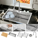  Forno 33" Drop-In/Undermount 3-Level Workstation Sink with Retractable Faucet and Glass Rinser D-ZP30 IMAGE 1