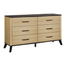  Monarch I 5256 6-Drawer Dresser - Oak/Black IMAGE 1