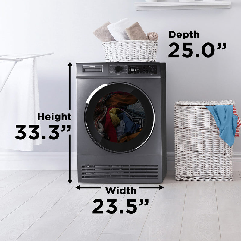 Danby 24″ Stackable Front Load Washer and Condenser Dryer Combo DWM022D1DSDB / DDY040D1DSDB [SCRATCH AND DENT}]