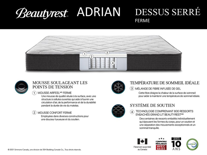 BEAUTYREST - ADRIAN - TRADITIONAL TIGHT TOP FIRM - 9" - 800015963											