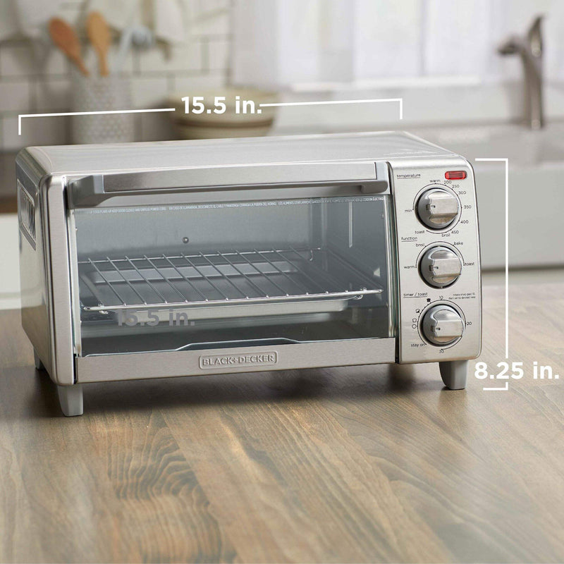 Black & Decker Toaster Oven with Natural Convection, Stainless Steel, 4-Slice [OPEN BOX]