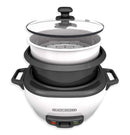 Black & Decker Non-Stick Rice Cooker & Steamer White, 6 Cups [OPEN BOX]