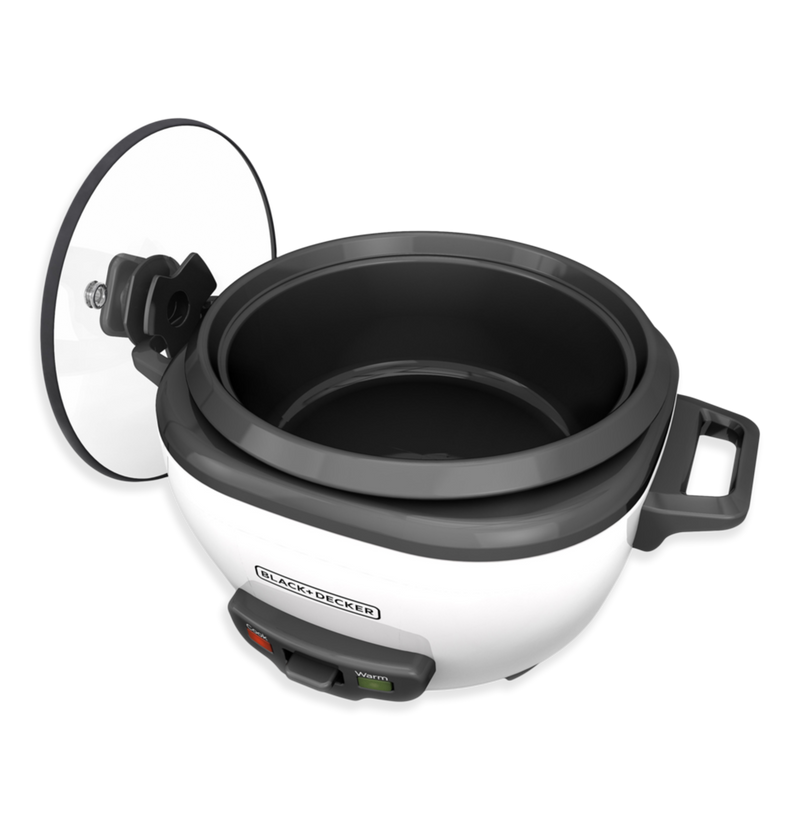Black & Decker Non-Stick Rice Cooker & Steamer White, 6 Cups [OPEN BOX]