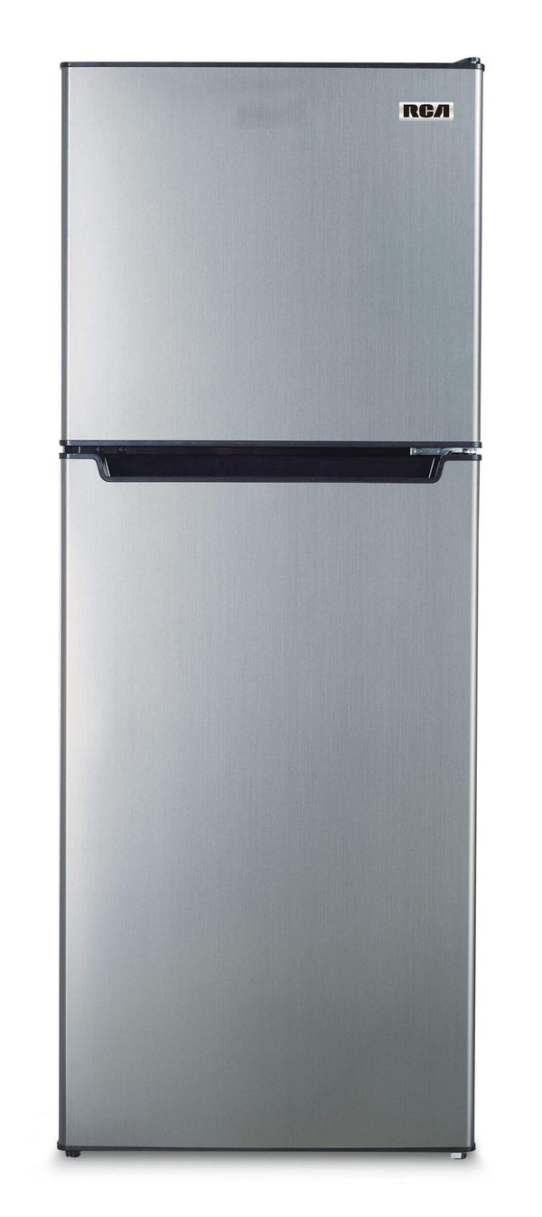 22in. RCA Refrigerator with Manual Defrost, Adjustable Thermostat & Reversible Door, Platinum Finish [SCRATCH & DENT]