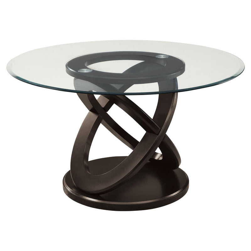 Monarch Round Dining Table with Glass Top & Trestle Base I 1749 IMAGE 1