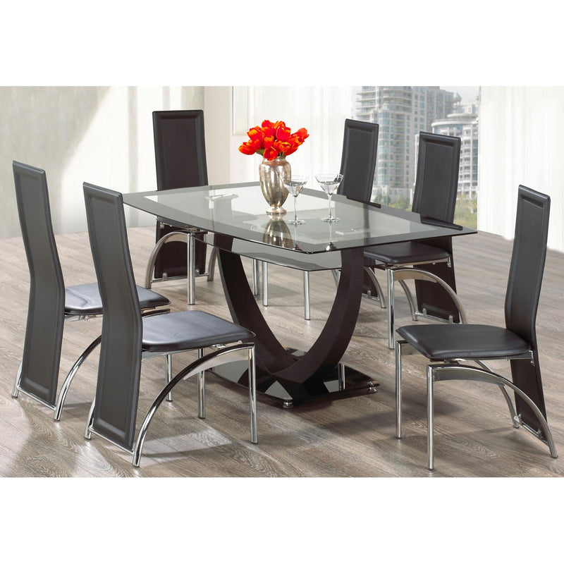 IFDC Dining Table with Glass Top and Pedestal Base T5067 IMAGE 2