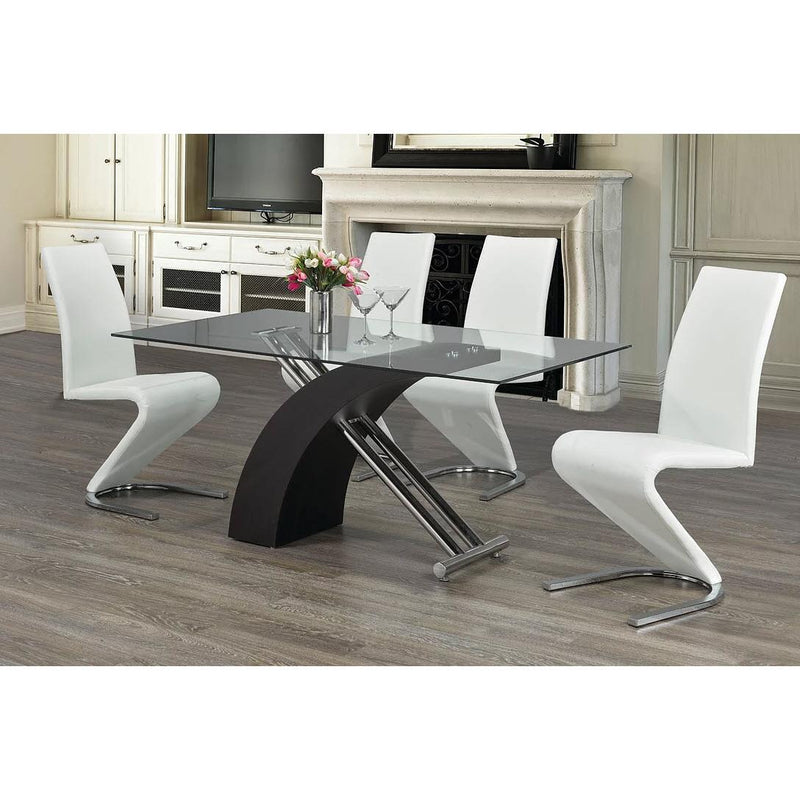 IFDC Dining Table with Glass Top and Pedestal Base T1046 IMAGE 2