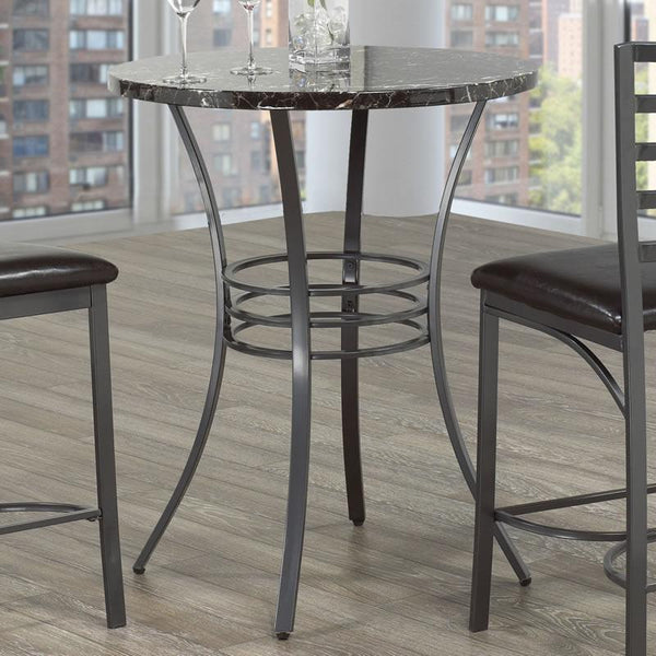 IFDC Round Counter Height Dining Table with Marble Top and Pedestal Base T1004 IMAGE 1