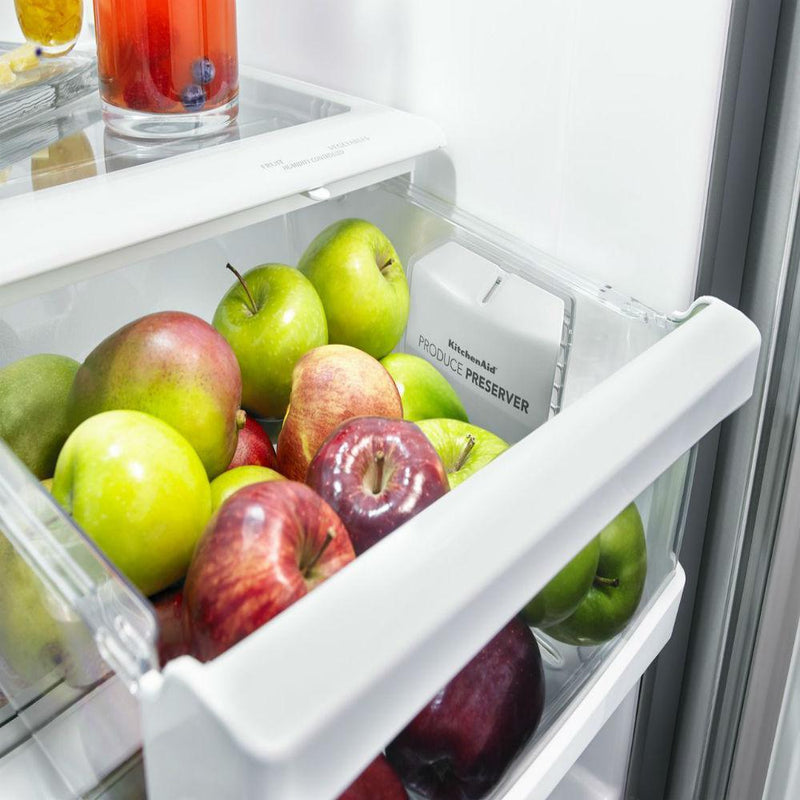KitchenAid 36-inch, 25 cu.ft. Freestanding French 3-Door Refrigerator with ExtendFresh™ Plus Temperature Management System KRFF305EBS IMAGE 4