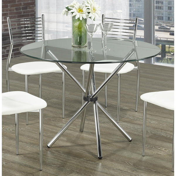 IFDC Round Dining Table with Glass Top and Pedestal Base T1430 IMAGE 1