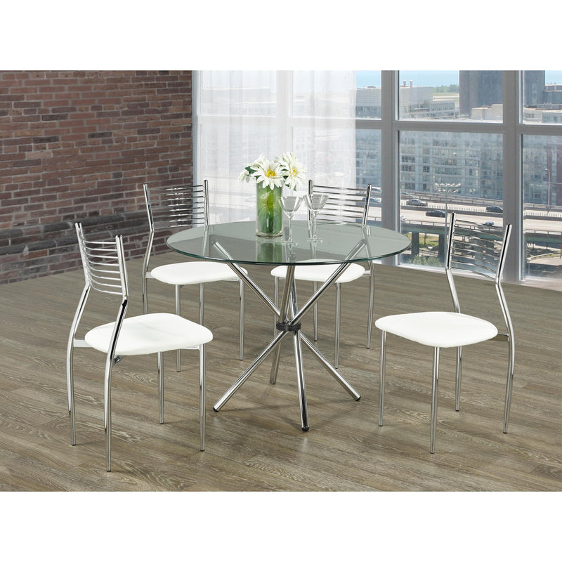 IFDC Round Dining Table with Glass Top and Pedestal Base T1430 IMAGE 2