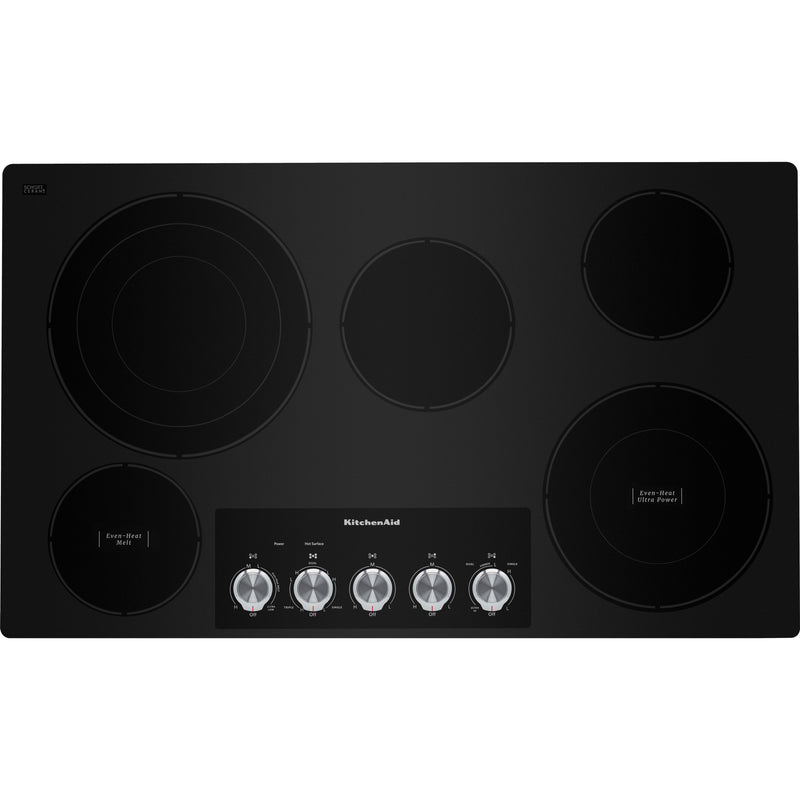 KitchenAid 36-inch Built-in Electric Cooktop with Even-Heat™ Ultra Power™ Element KCES556HBL IMAGE 1