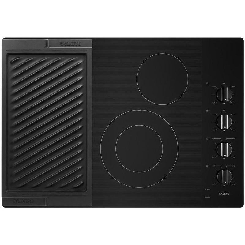 Maytag 30-inch Built-in Electric Cooktop with Reversible Gril and Griddle MEC8830HB IMAGE 2
