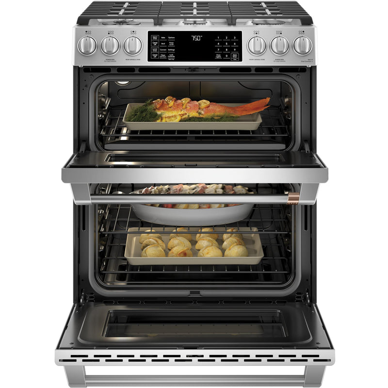 Café 30-inch Slide-in Gas Double Oven Range with Convection Technology CCGS750P2MS1 IMAGE 4
