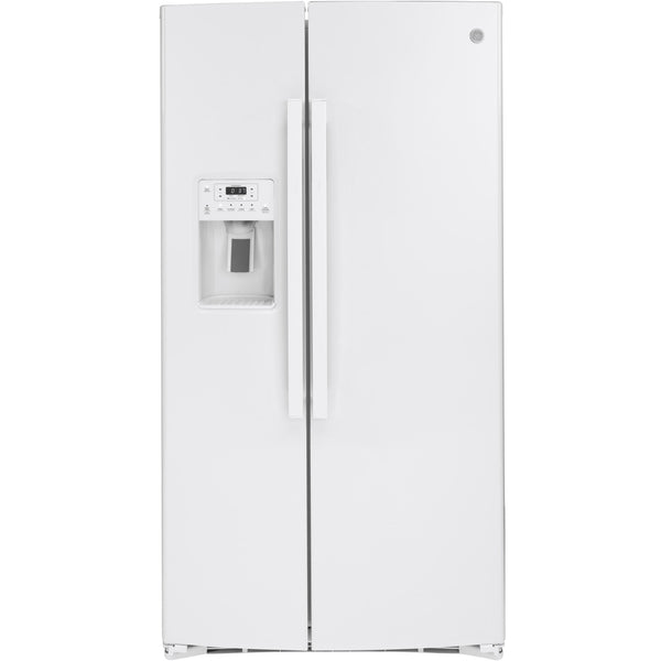 GE 36-inch, 25.1 cu.ft. Freestanding Side-by-Side Refrigerator with Water and Ice Dispensing System GSS25IGNWW IMAGE 1