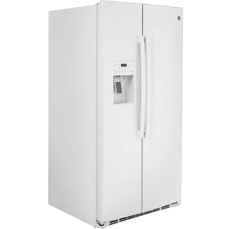 GE 36-inch, 25.1 cu.ft. Freestanding Side-by-Side Refrigerator with Water and Ice Dispensing System GSS25IGNWW IMAGE 2