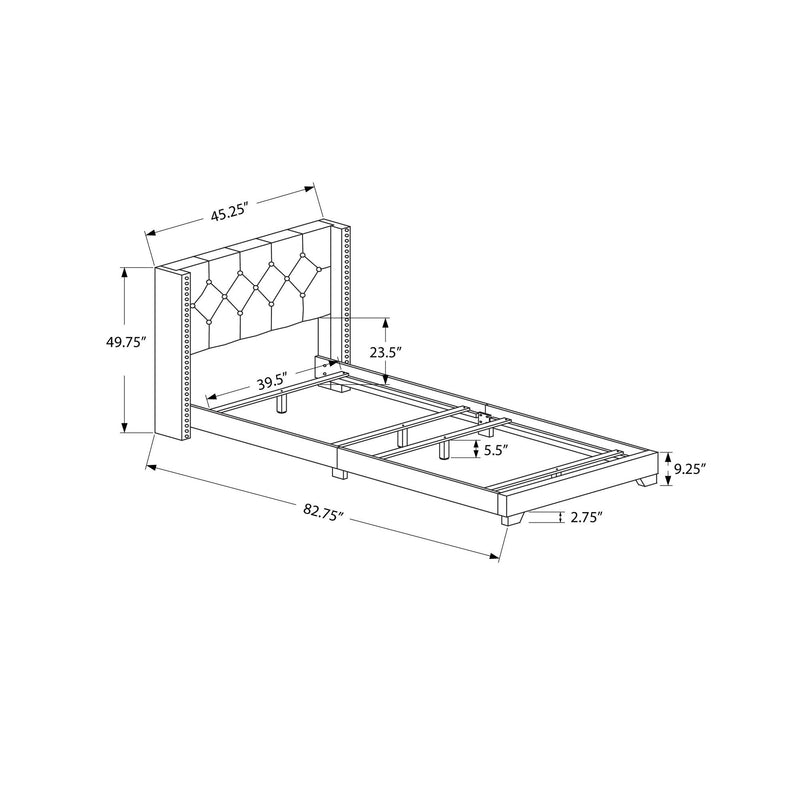 Monarch Twin Upholstered Platform Bed I 5984T IMAGE 5