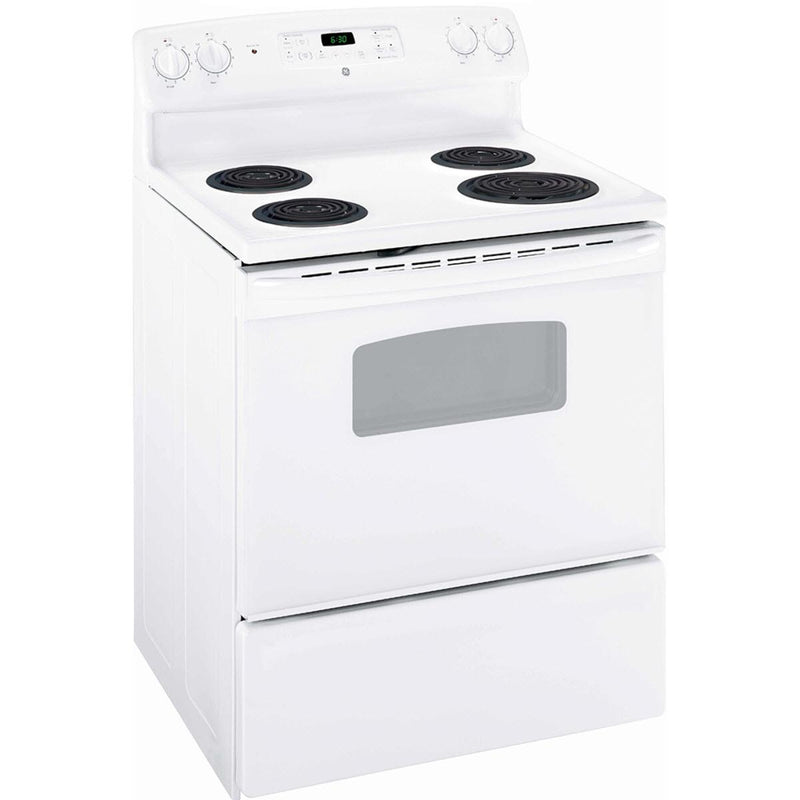 GE 30-inch Freestanding Electric Range with Digital Display JCBS250DMWW IMAGE 1