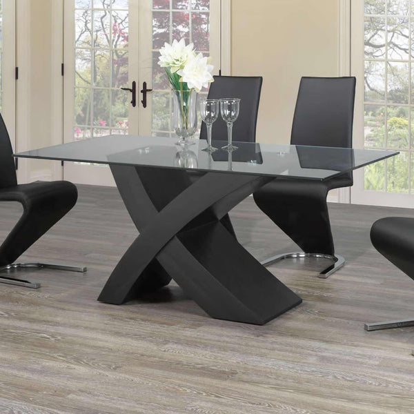 IFDC Dining Table with Glass Top and Pedestal Base T1092 IMAGE 1