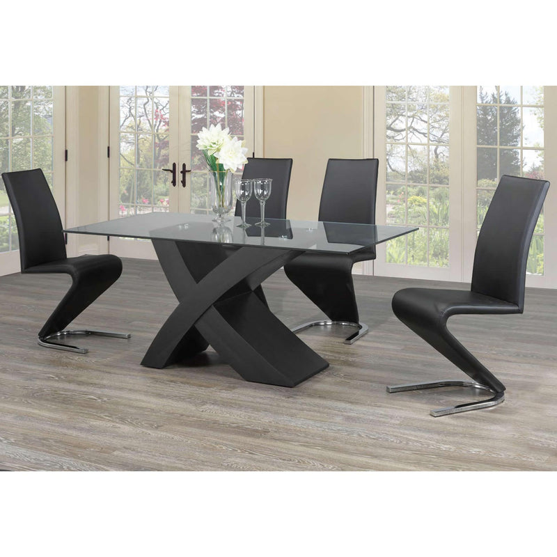IFDC Dining Table with Glass Top and Pedestal Base T1092 IMAGE 2