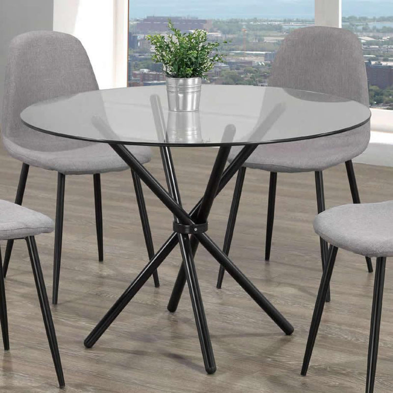 IFDC Round Dining Table with Glass Top and Pedestal Base T 1429 IMAGE 1