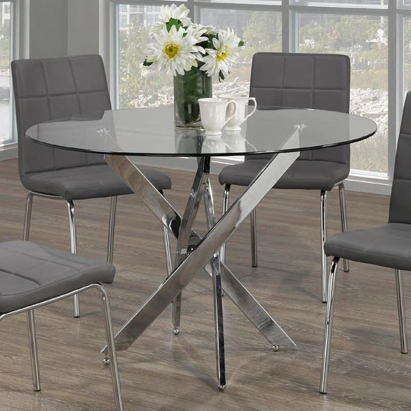 IFDC Round Dining Table with Glass Top and Pedestal Base T 1447 IMAGE 1