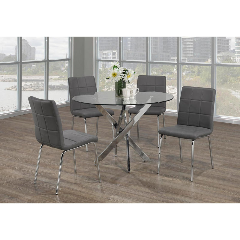 IFDC Round Dining Table with Glass Top and Pedestal Base T 1447 IMAGE 2