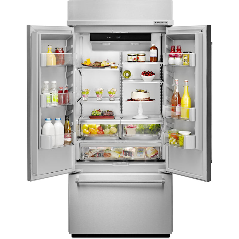 KitchenAid 36-inch, 20.8 cu.ft. Built-in French 3-Door Refrigerator with Internal Ice Maker KBFN506ESS IMAGE 3