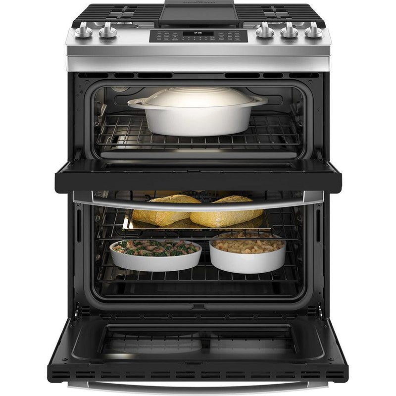 GE 30-inch Slide-in Gas Range with True European Convection Technology JCGSS86SPSS IMAGE 3