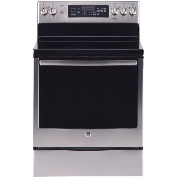 GE Profile 30-inch Freestanding Electric Range with True European Convection Technology PCB905YPFS IMAGE 1