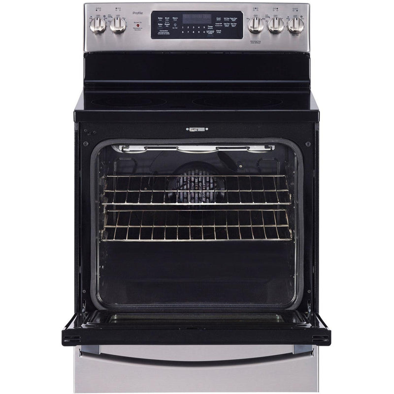 GE Profile 30-inch Freestanding Electric Range with True European Convection Technology PCB905YPFS IMAGE 2