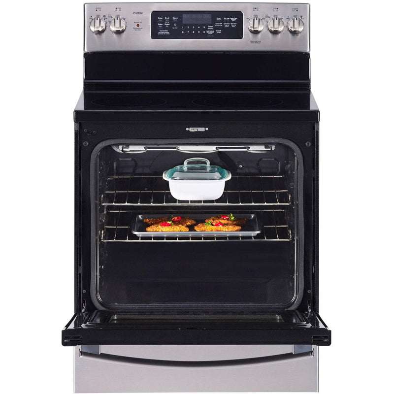 GE Profile 30-inch Freestanding Electric Range with True European Convection Technology PCB905YPFS IMAGE 3