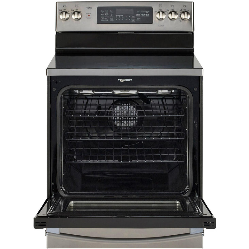 GE Profile 30-inch Freestanding Electric Range with True European Convection PCB940YKFS IMAGE 2