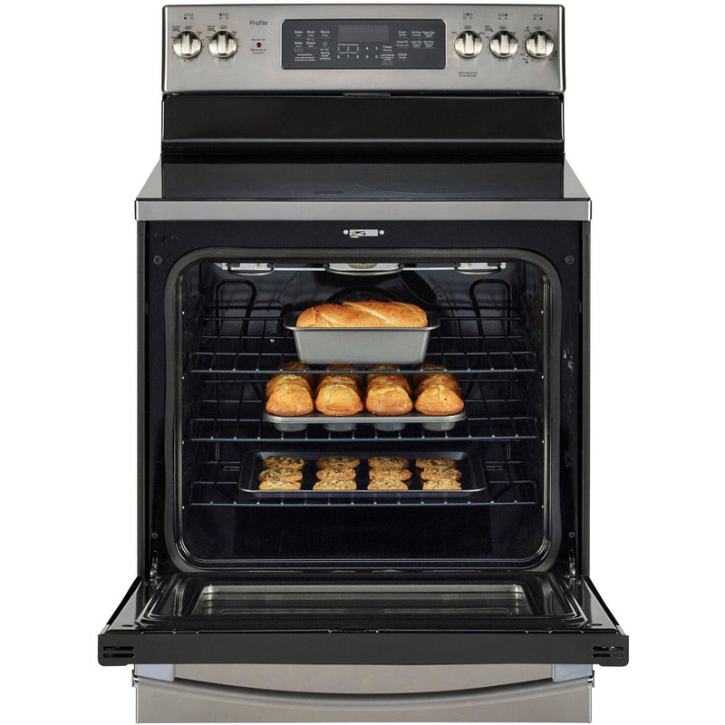 GE Profile 30-inch Freestanding Electric Range with True European Convection PCB940YKFS IMAGE 3