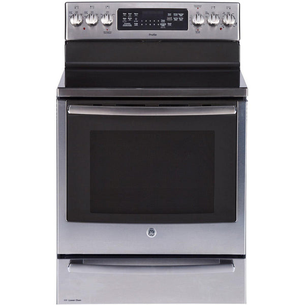 GE Profile 30-inch Freestanding Electric Range with True European Convection PCB987YMFS IMAGE 1