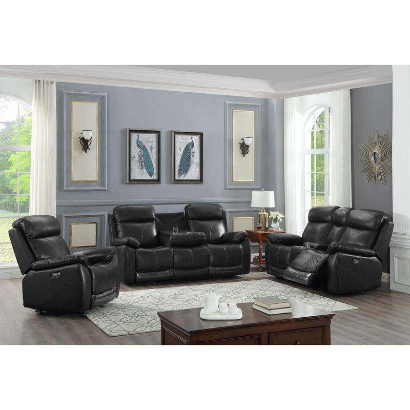 IFDC Power Reclining Leather Match Loveseat IF 8020 Power Reclining Loveseat - Black IMAGE 2