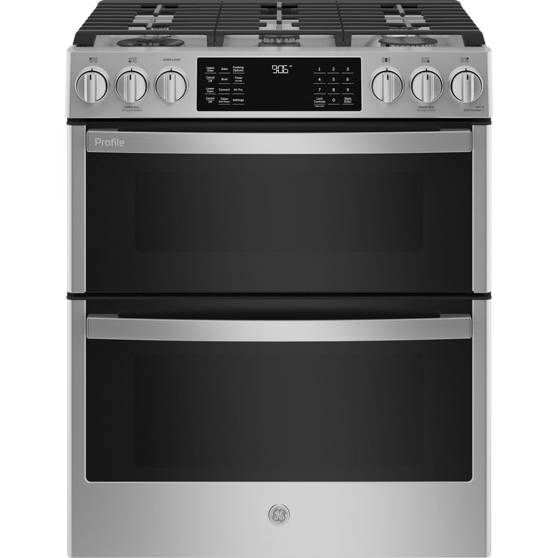 GE Profile 30-inch Slide-In Double Oven Gas Range with WiFi PCGS960YPFS IMAGE 1